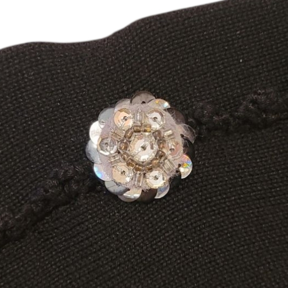 Michael Simon Silk Black Button Cardigan Sweater Embellished Rhinestone Medium - Picture 6 of 10